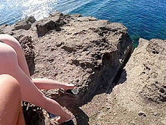 The Boats Watched Us Fuck On The Cliff! I Cum Three Times And Get A No Protection Creampie