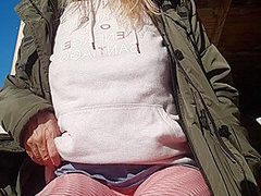 Nippleringlover Masturbating Outside Until Orgasm - Finger Through Pierced Nipple - Big Nipple Rings