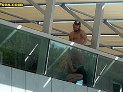 Babe with medium tits DP banged outdoor by big cocks