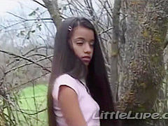 Little Lupe Masturbate her tight pussy at woods
