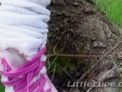 Little Lupe Masturbate her tight pussy at woods