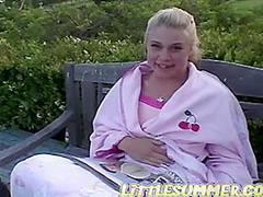 Little Summer Fingering her tight Pussy outdoor