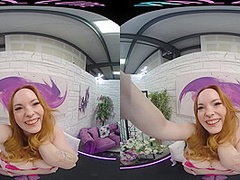 Curvy redhead shoves her pussy in your face then masturbates in VR