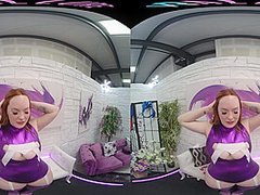 Curvy redhead shoves her pussy in your face then masturbates in VR