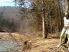 Milf Tied To Tree With Vibrator On Puss Til She Pisses Her Shorts