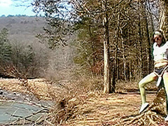 Milf Tied To Tree With Vibrator On Puss Til She Pisses Her Shorts