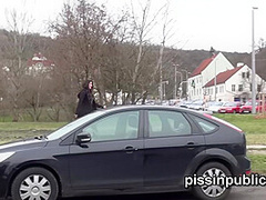 Desperate Girls Find A Hideaway In A Busy City To Squat Down And Pee