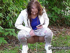 Desperate Girls Find A Hideaway In A Busy City To Squat Down And Pee