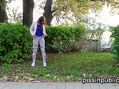 Desperate Girls Find A Hideaway In A Busy City To Squat Down And Pee