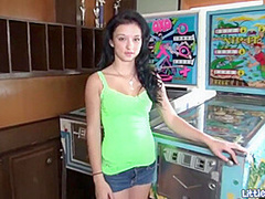 Solo petite teen toying her tight wet pussy