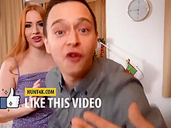 After Shower Blonde With Blindfold Gets Stretched In Front Of Bf