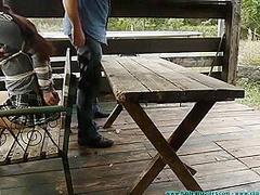 Outdoors Bondage And Tit Torture
