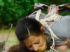 Outdoors Bondage And Tit Torture