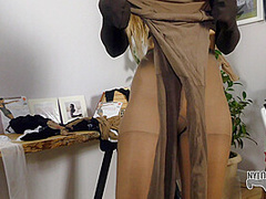 Pretty Slut Covered In Pantyhose