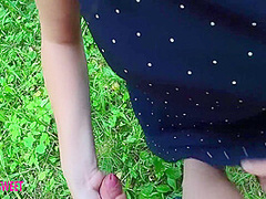 Schoolgirl Jerks Off And Sucks Dick To Classmate In A Public