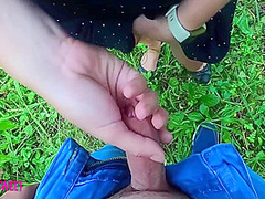 Schoolgirl Jerks Off And Sucks Dick To Classmate In A Public