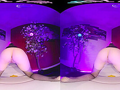 Cute blonde brings the EDM festivals home and masturbates for you in VR