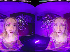 Cute blonde brings the EDM festivals home and masturbates for you in VR