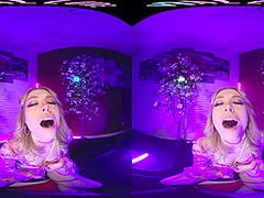 Cute blonde brings the EDM festivals home and masturbates for you in VR