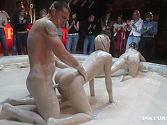 Stella And Terri Take Part In A Hardcore Mud Wrestling