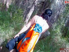 French Skinny Amateur Teen Pick Up In Forest For Anal Threesome
