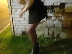 In The Parking Lot The Bitch Takes Off Her Clothes And Pisses!