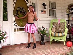 Janice Masturbates In The Porch As A Trick