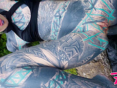 Outdoor Public Anal Fucking. Gape, Blowjob, Tattooed Teen Facial