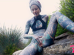 Outdoor Public Anal Fucking. Gape, Blowjob, Tattooed Teen Facial
