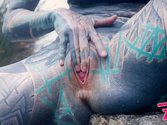 Outdoor Public Anal Fucking. Gape, Blowjob, Tattooed Teen Facial