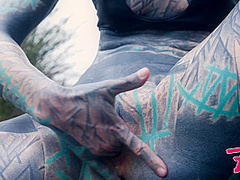 Outdoor Public Anal Fucking. Gape, Blowjob, Tattooed Teen Facial