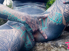Outdoor Public Anal Fucking. Gape, Blowjob, Tattooed Teen Facial