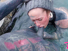 Outdoor Public Anal Fucking. Gape, Blowjob, Tattooed Teen Facial