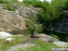 Teen craves gramps cock down her throat