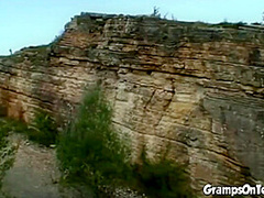 Teen craves gramps cock down her throat