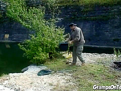 Teen craves gramps cock down her throat