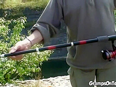 Teen craves gramps cock down her throat