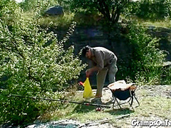 Teen craves gramps cock down her throat