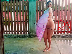 Summer Rainy Day. Wet Underwear. Rain. Umbrella. Private, Milf, Horny, Doll, Underwear, Slave, Wet, Panties, Rain
