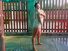Summer Rainy Day. Wet Underwear. Rain. Umbrella. Private, Milf, Horny, Doll, Underwear, Slave, Wet, Panties, Rain