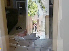 Wife Takes A Sunbath And Displays Her Nude Body To Delivery Man