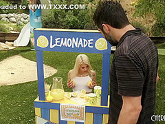 Hot Blonde Teen Gives Out A Hot Blowjob And Rough Intense Pussy Fuck With Her Lemonade