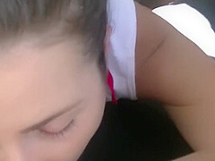 Eats Beautiful Latina Pussy In The Back Seat Of A Car On The Highway With Helena Price