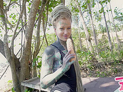 Anuskatzz Public Beach Anal Masturbation - Tattoo Teen Gapes Outdoors