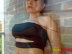 Big Booty Latina on my Balcony - Leela Moon Ass Fucked