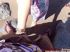 German Tourist Public Pick Up Mexican Latina At Beach