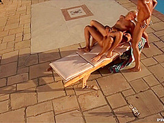 Carla Has Threesome Sex With A Couple Of Guys Out By Th