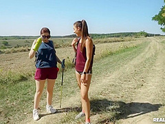 Two European Lesbians Fucking All Over The Camping Site With Mia Evans And Amirah Adara
