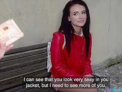 Public out casting sex in POV style with pantyhosed teen