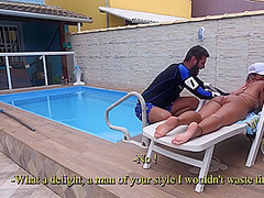 Big Ass Woman Is Having Sex With A Handsome Pool Guy And
